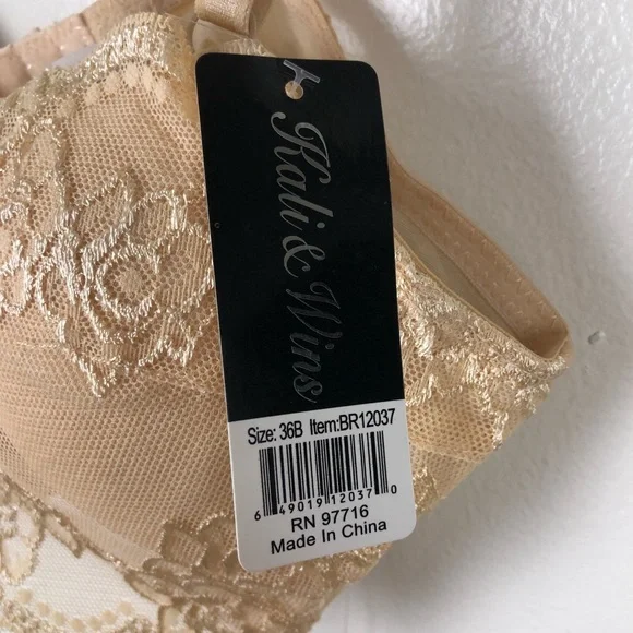 ✨NWT Kali & Wins Floral Lace Nude Bra✨ - Picture 4 of 5